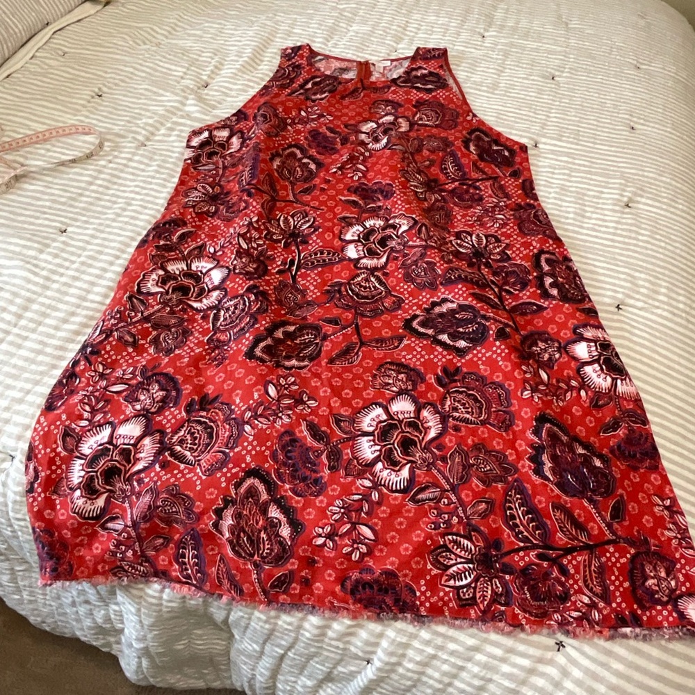 Garnet Hill Red Floral Sleeveless Dress